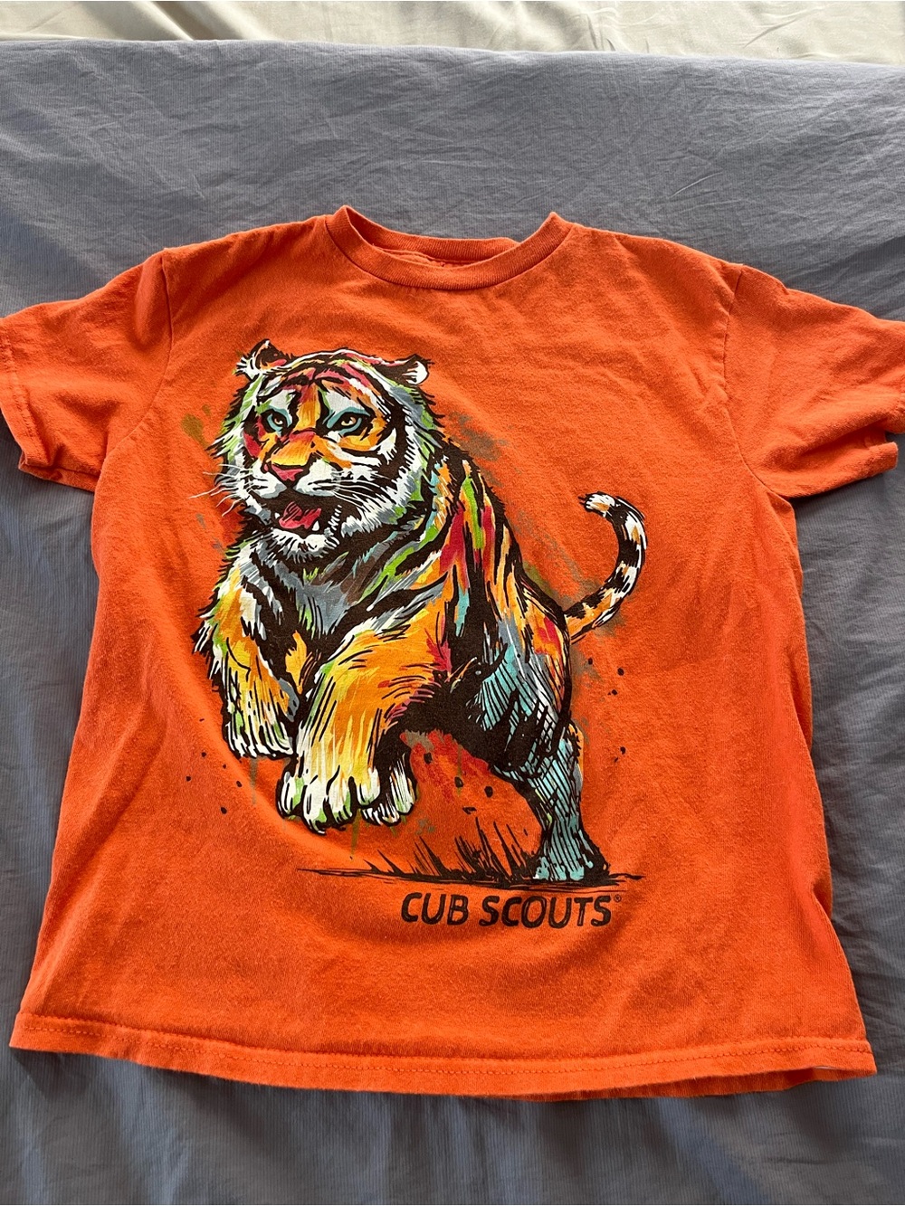 Cub Scouts Orange Tiger Graphic Tee for Kids GLOW IN THE DARK size small